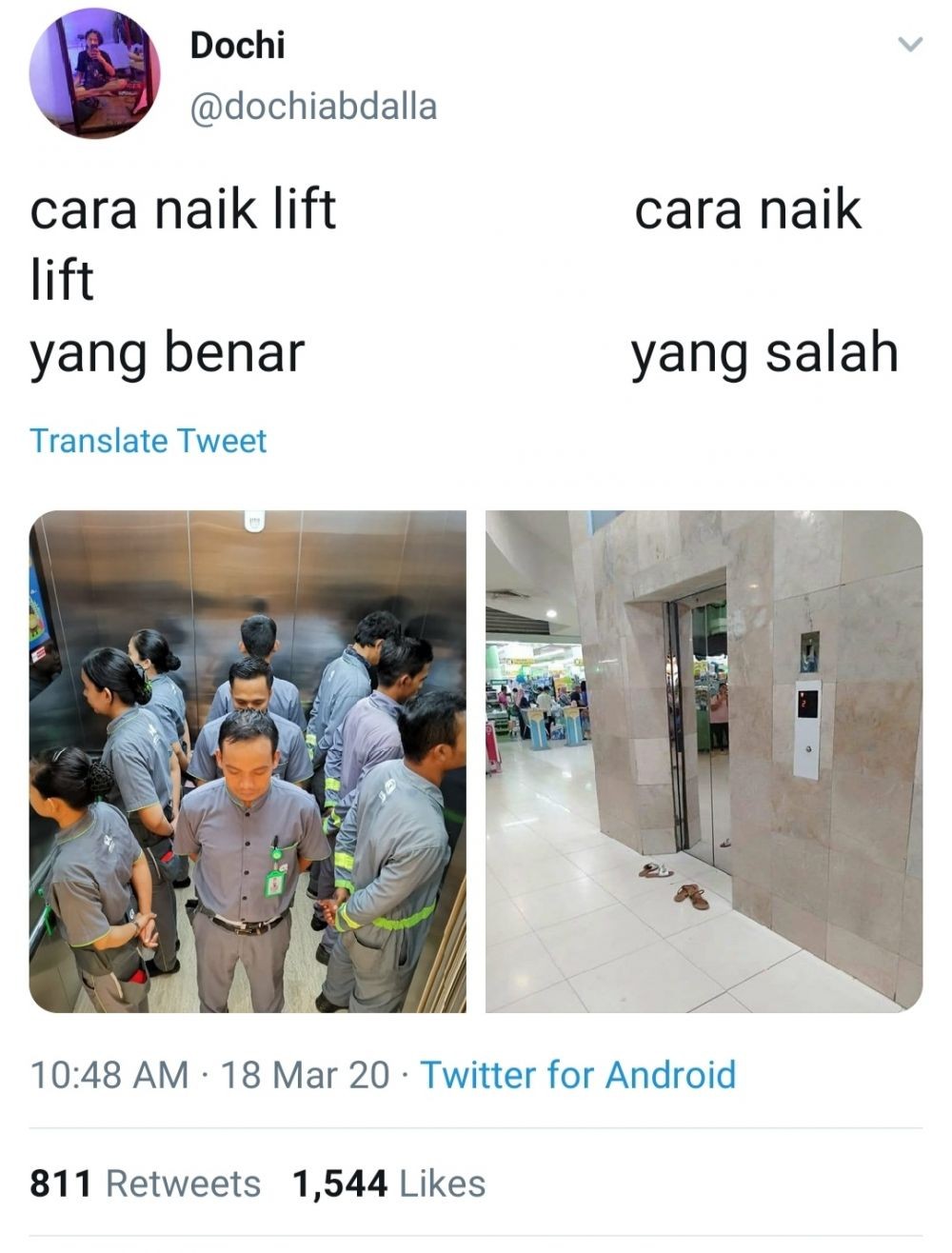Social Distancing Di Dalam Lift